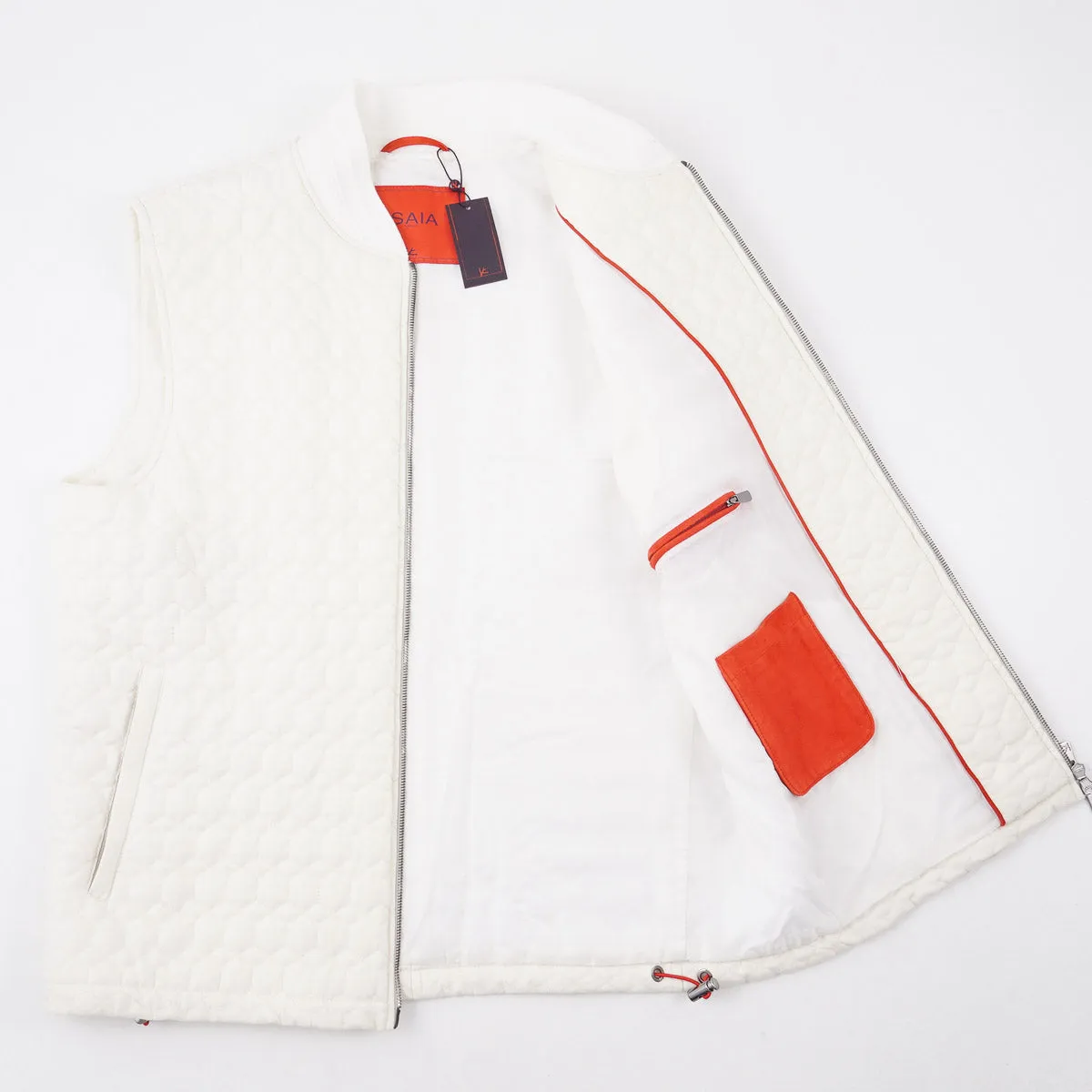 Isaia Geometric Quilted Padded Wool Vest