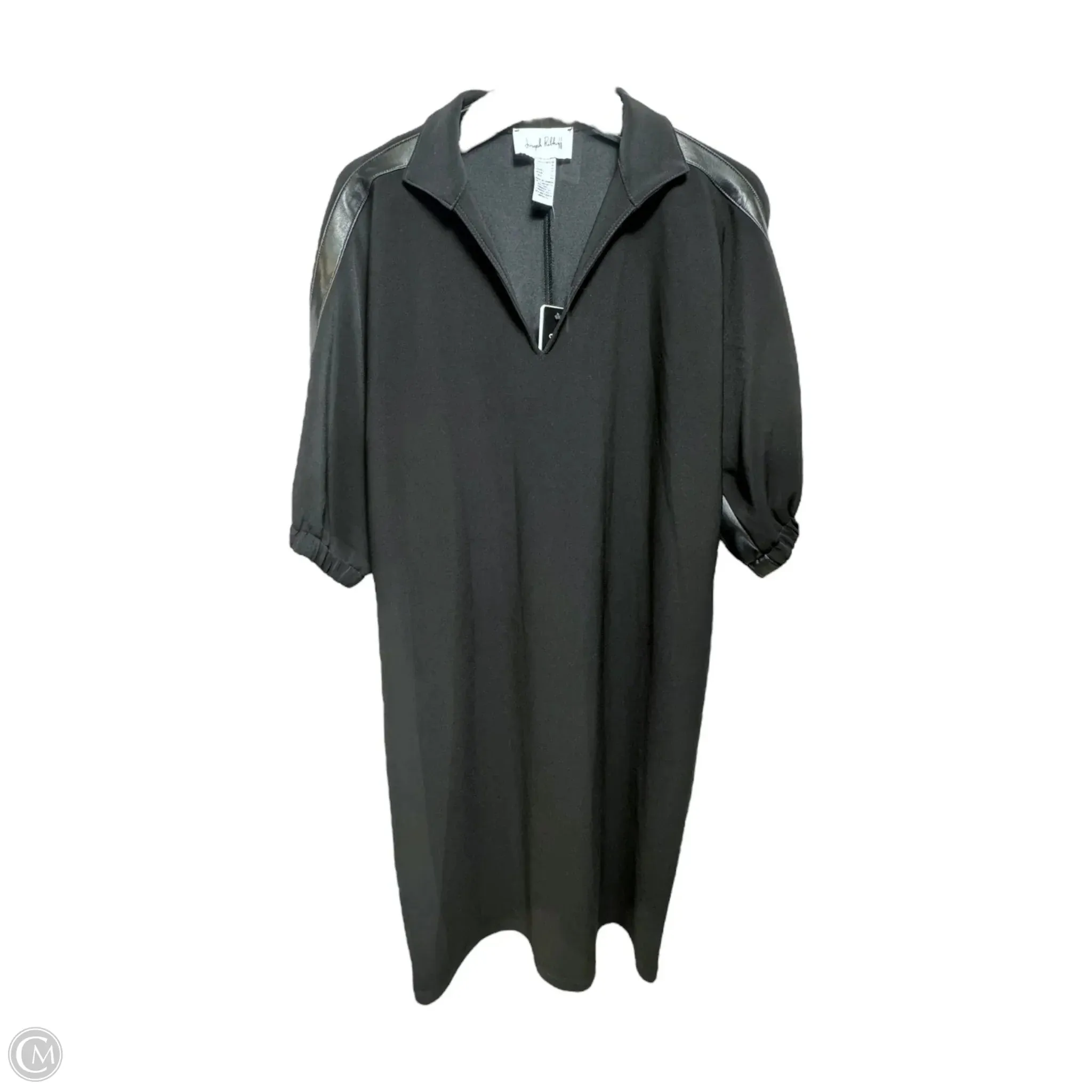 Silky Knit Faux Leather Trapeze Dress By Joseph Ribkoff In Black. Size: 10